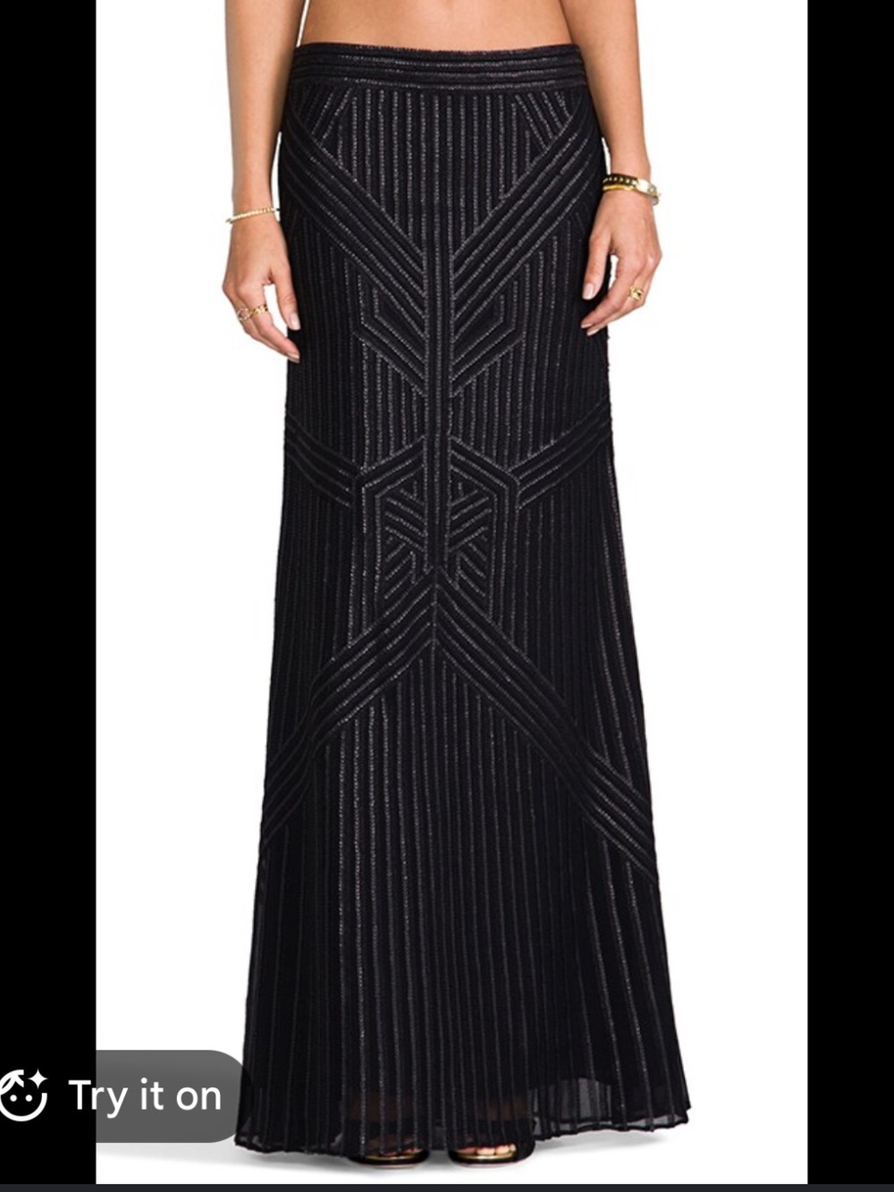 NWT Rachel Zoe Silk Sequin Geometric Maxi Skirt